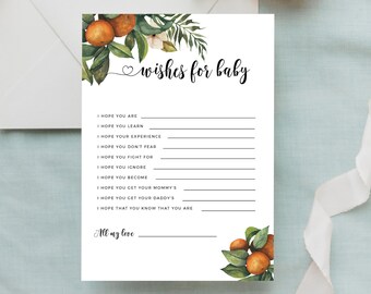 SOL - Cutie Baby Shower Wishes for baby card,baby wish card, baby advice printable,Instant Download,Baby shower activities,Baby shower games