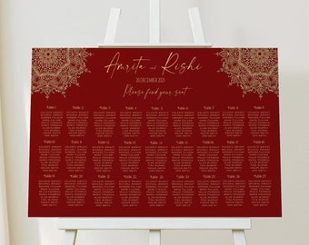 NYRA Mandala Wedding Seating Chart Template | Editable Hindu & Mehndi Design | Instant Download DIY Wedding Decor