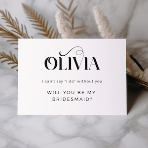 Personalized Bridesmaid Proposal Card: Minimalist Calligraphy (Editable Digital Download), JOY