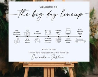 Minimalist Wedding Timeline Sign Template: Order of Events Poster, LINA