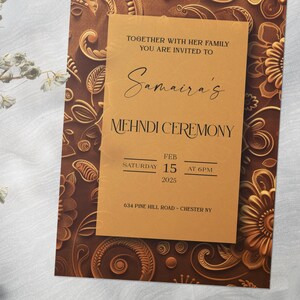 Mehndi night template,Hindu wedding,Indian wedding, gold invitation,Digital Download,Editable Template,Mandala Mehndi ceremony, Sangeet