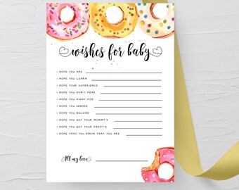 KIM - Donut Wishes for baby card,baby wish card, baby advice printable,Instant Download, Baby shower activities,Baby shower games, doughnut