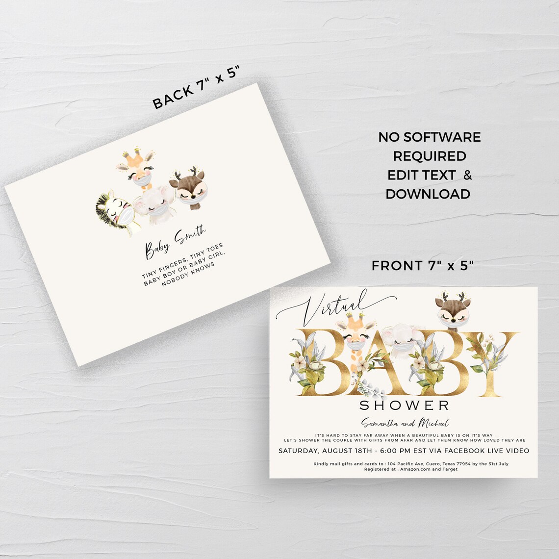 ELI Virtual Baby Shower Invitation Templategender Etsy Australia