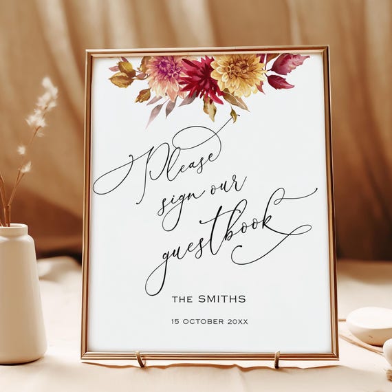 Fall Floral Guest Book Sign