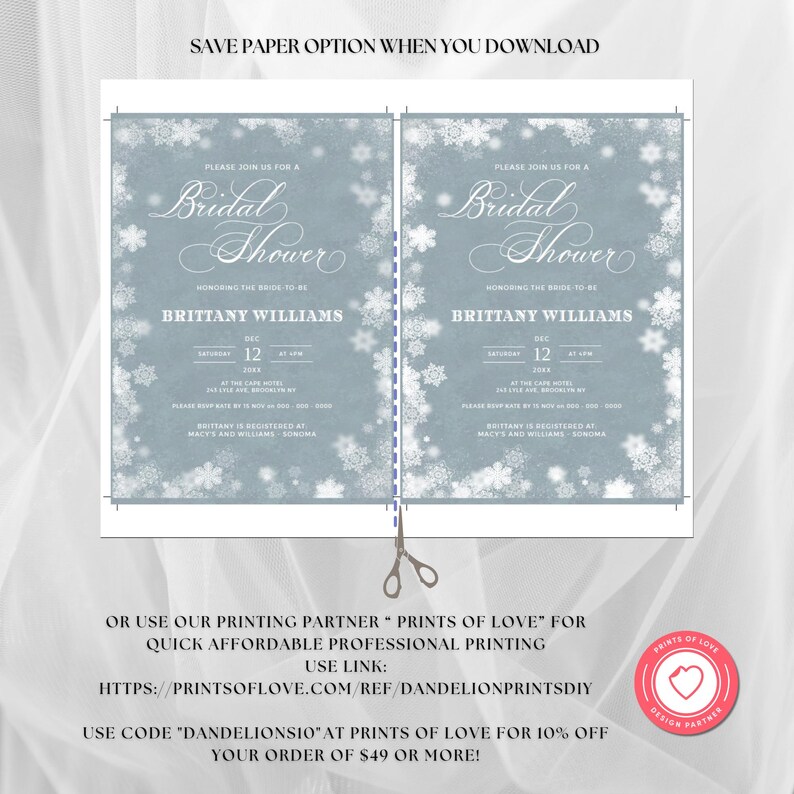 Snowflake Bridal shower template