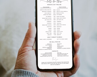 EDEN -Minimalist Wedding Party Timeline Template, Electronic Itinerary, Bridal Party Timeline, Wedding Party Itinerary Schedule,Editable