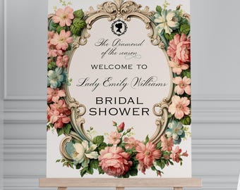 The Diamond Bridal Shower Welcome Sign, Regency Editable Template, Instant Download, VICKY