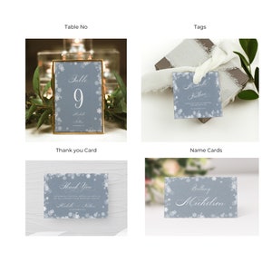 NORA Collection Winter Wonderland Wedding Invitation Suite, Editable Templates, Instant Download, Wedding Bundle, snowflakes, wedding set image 4