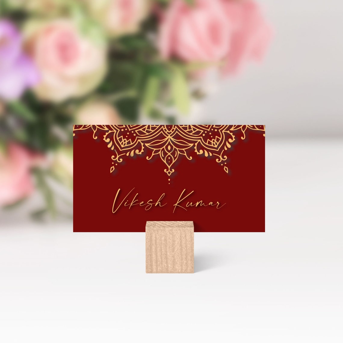 NYRA Mandala Name Card Template, Hindu Wedding, Wedding Place Card