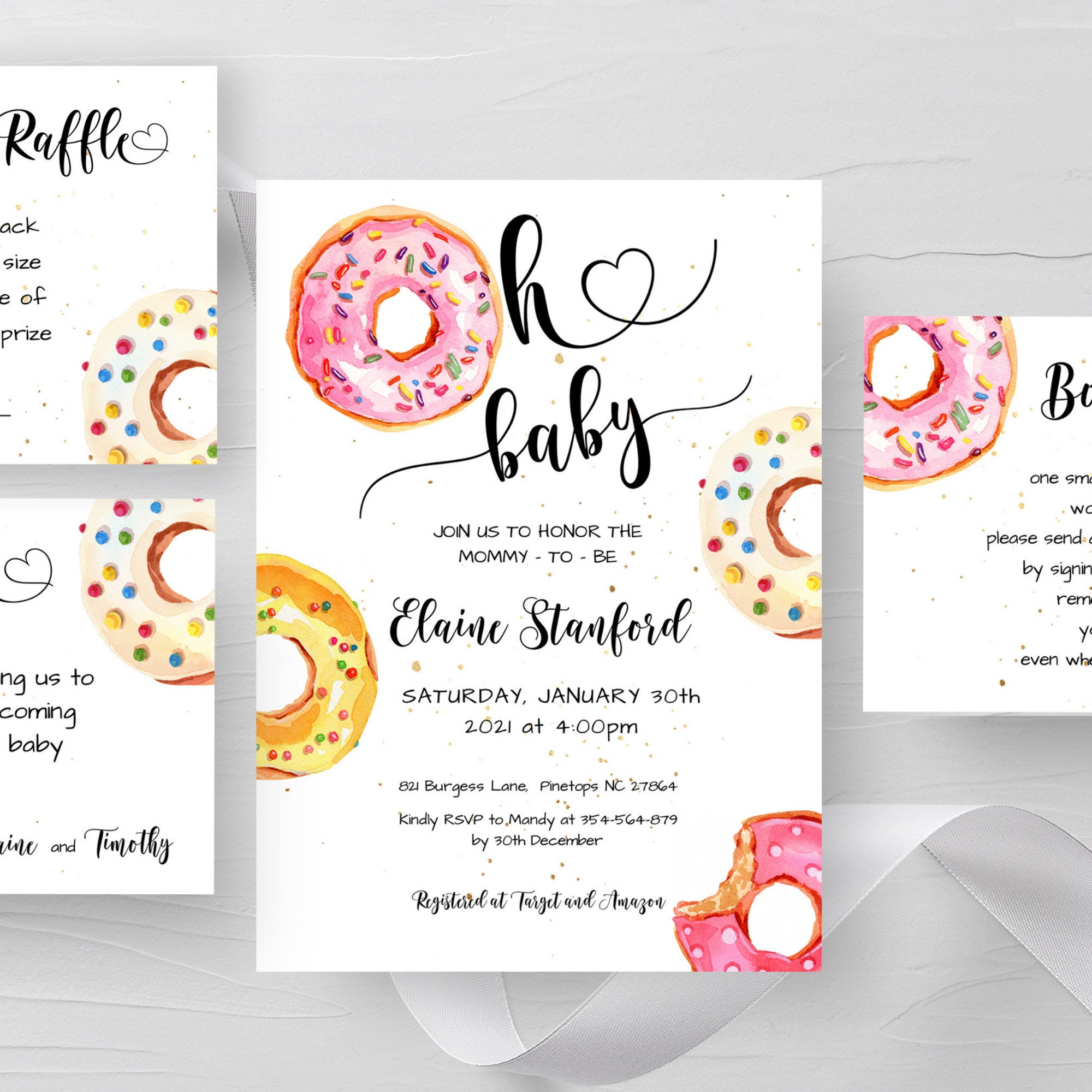 KIM Oh Baby Donut Baby Shower Invitation Set Donut Baby - Etsy