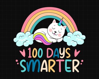 100 Days Smarter Unicorn svg, School Cut File (png, svg, eps)
