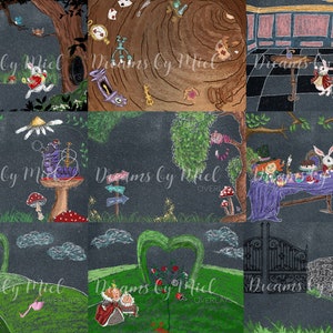 Overlay Stories Alice Set Of 10 Sidewalk Chalk Art