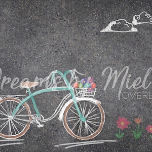Overlay Bicycle Sidewalk Chalk Art