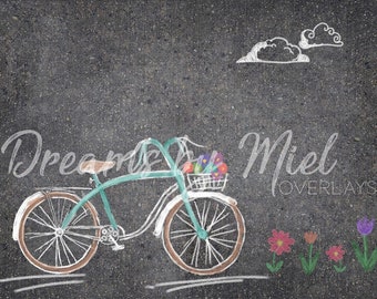Overlay Bicycle Sidewalk Chalk Art
