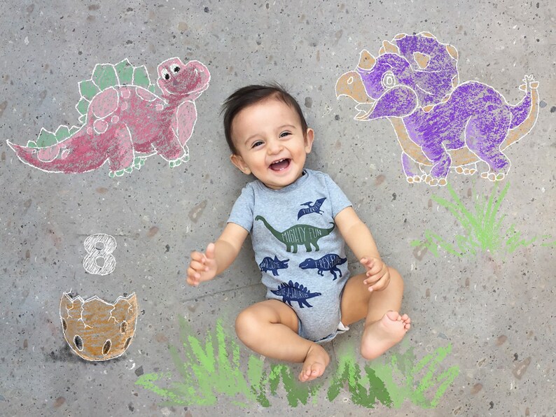 Overlay Baby Dino Sidewalk Chalk Art Etsy