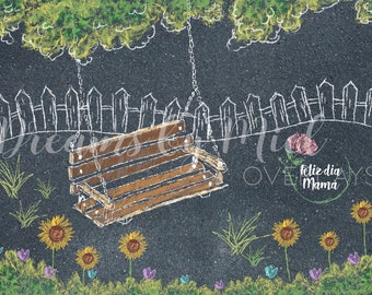Overlay Swing Mom Sidewalk Chalk Art