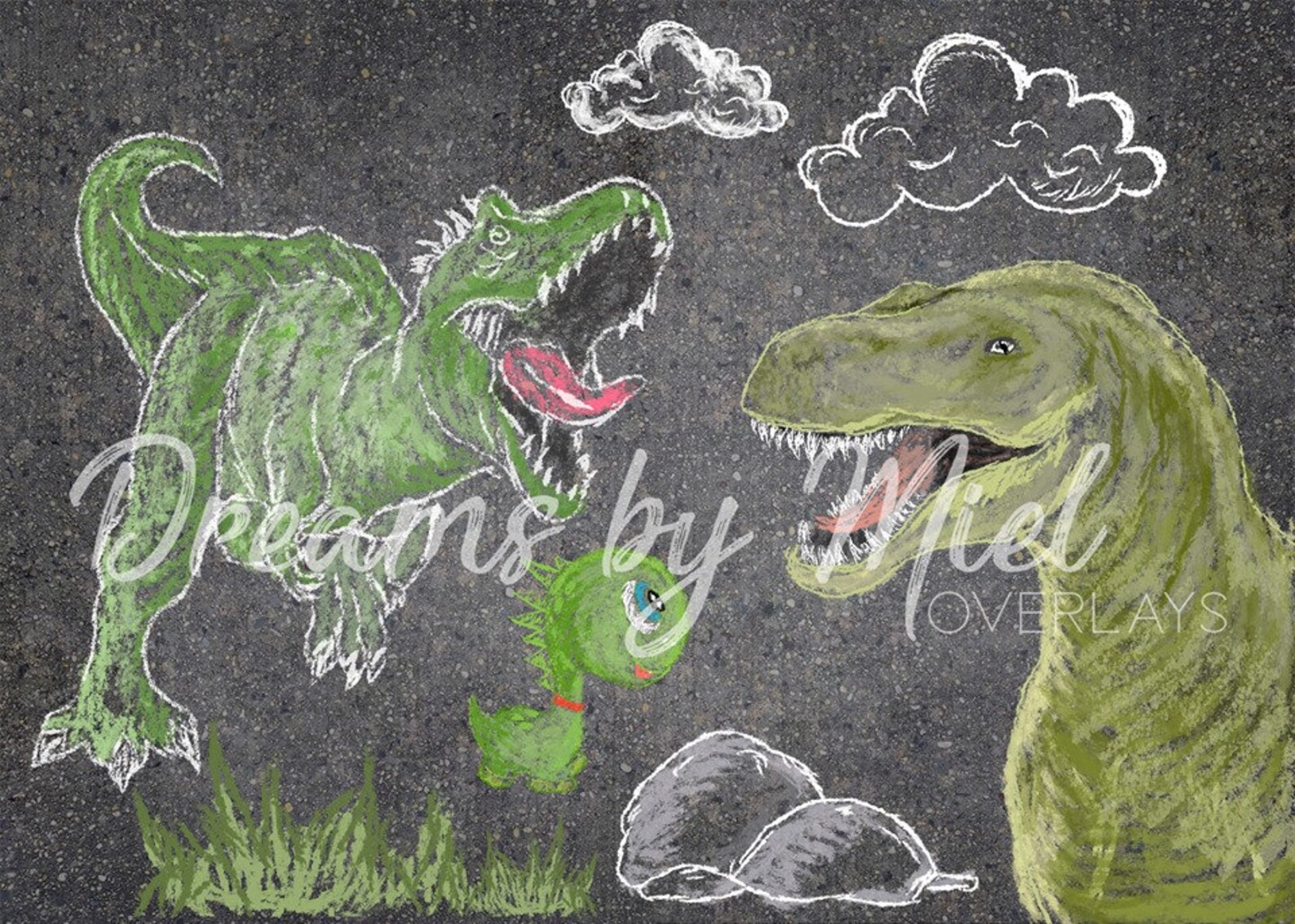 Overlay Dinosaur Sidewalk Chalk Art Etsy