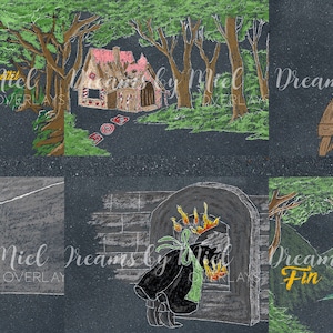 Overlay Hansel and Gretel Sidewalk Chalk Art