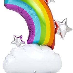 Rainbow Cloud  Star Balloon,4+ ft Tall  Foil Balloon. AirLoonz Balloon, Rainbow Birthday Balloon, Rainbow Themed Party,  Rainbow Decorations
