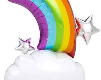 Rainbow Cloud Foil Balloon: 4ft Birthday Party Decoration