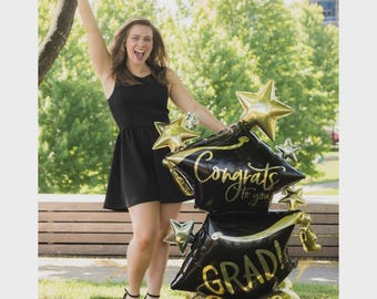 51" Congrats Grad Airloonz Balloon: Graduation Party Decor (Air Only)