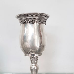 Large Kiddush Goblet, Silver Wine Cup, Jewish Gift, Handmade Jewel Goblet, Made In Israel, Sterling Silver, Yemenite Filigree Art, Model118