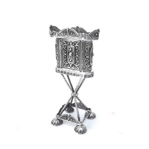 Tower Candle Holder For Havdalah, Jewish Wedding gift, Judaica Gift, Havdalah box, Yemenite Art, Sterling Silver 925, Made In Israel M018