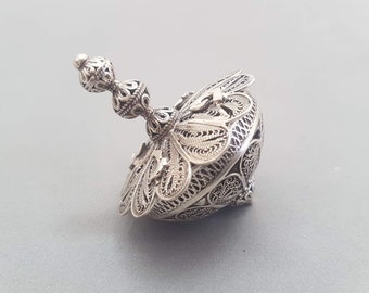 Besamim Hanukkah Dreidel, Filigree Art Dreidel, Children Game, Jewish Gift, Sterling Silver 925, Handmade Art, Model167