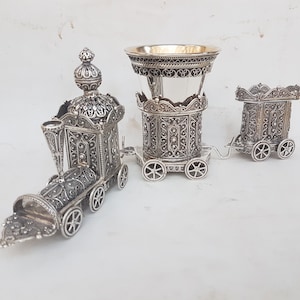 Unique Train Design Havdalah Set, Handmade Havdalah Set, Sterling Silver 925, Special Jewish Gift, Wedding Gift, Shabbat Ceremony Set, M002