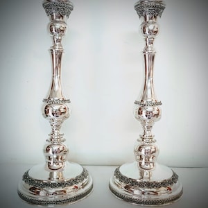 Tall Shabbat Candlesticks, Shabbat Pamotim, Sterling Silver Candlesticks, Filigree Gift, Jewish Wedding Gift, Shabbat Set, Handmade Model071