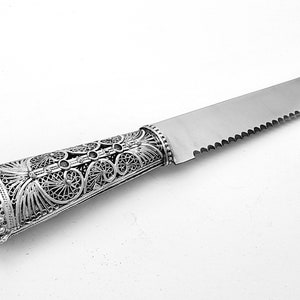 bread knive, Jewish Gift, Decorative challah knife for Holy Shabbat , Made In Israel,  Yemenite Filigree Art Model 010