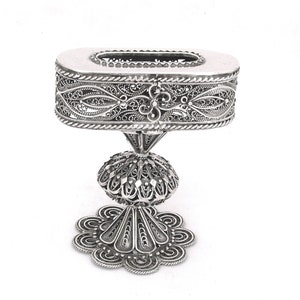 Tall Candle Holder For Havdalah, Jewish Wedding gift, Judaica Gift, Havdalah box, Yemenite Art, Sterling Silver 925, Made In Israel M016