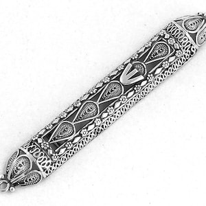Unique Decorated Mezuzah Case, Jewish Wedding gift, Judaica Gift, Yemenite Filigree Art, Sterling Silver 925, Handmade In Israel, Model016