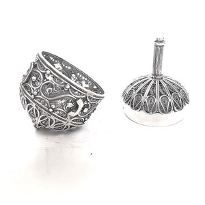 Medium Size Hanukkah Dreidel, Filigree Art Dreidel, Children Game, Jewish Gift, Judaica, Sterling Silver 925, Handmade In Israel, Model 050
