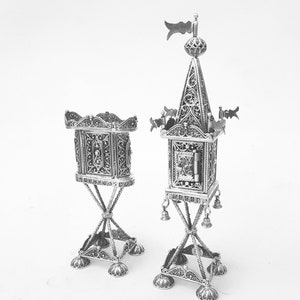 Two pieces Havdalah Set, Filigree Handmade Havdalah Set, Sterling Silver 925, Special Jewish Gift, Wedding Gift, Shabbat Ceremony Set, M005