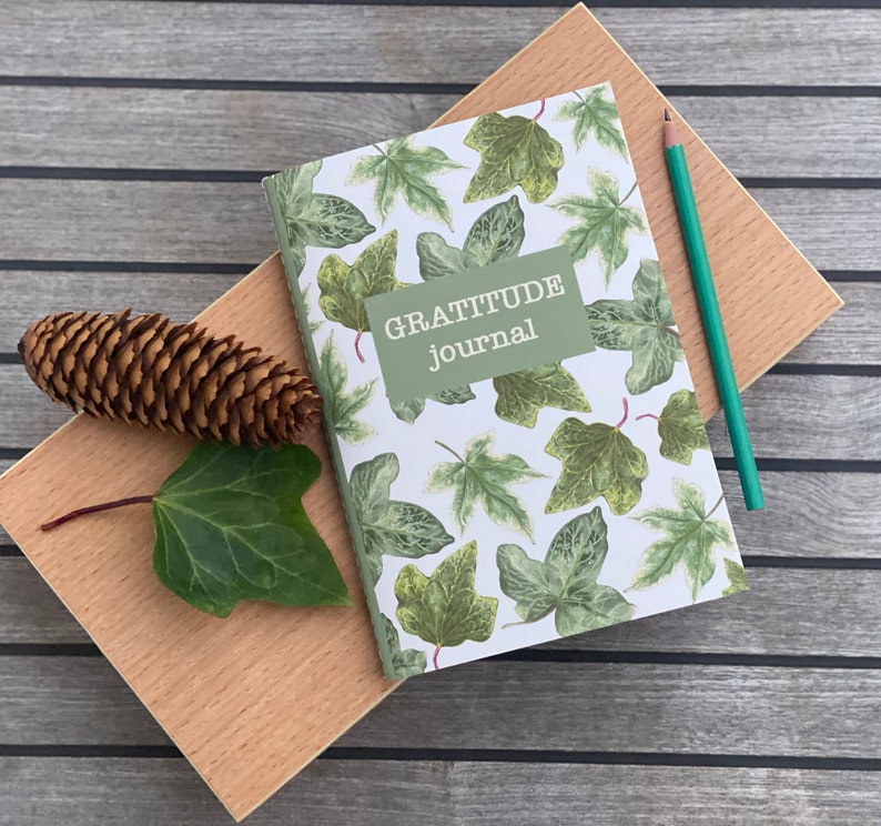 GRATITUDE JOURNAL botanical journal self care journal wellbeing recycled paper journal handmade journal sustainable stationery image 1