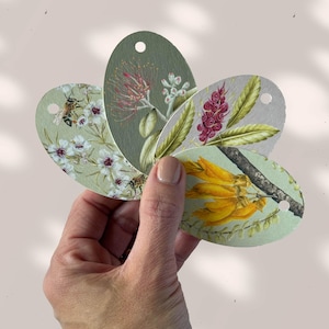 Nya Zeeländska inhemska blommor presentetiketter