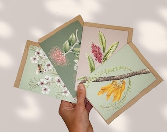 New Zealand Native Plants Greeting Cards | Botanical Watercolour Stationery Set
