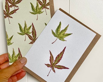 MAPLE LEAVES greeting cards. Handmade, 100% eco-friendly and luxury stationery.