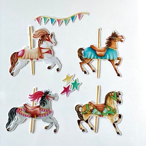 Pegatinas de VINILO DE CARRUSEL DE CABALLOS - paquete de pegatinas para niños - pegatinas para portátiles - pegatinas decorativas - pegatinas impermeables - pegatinas para botellas de agua