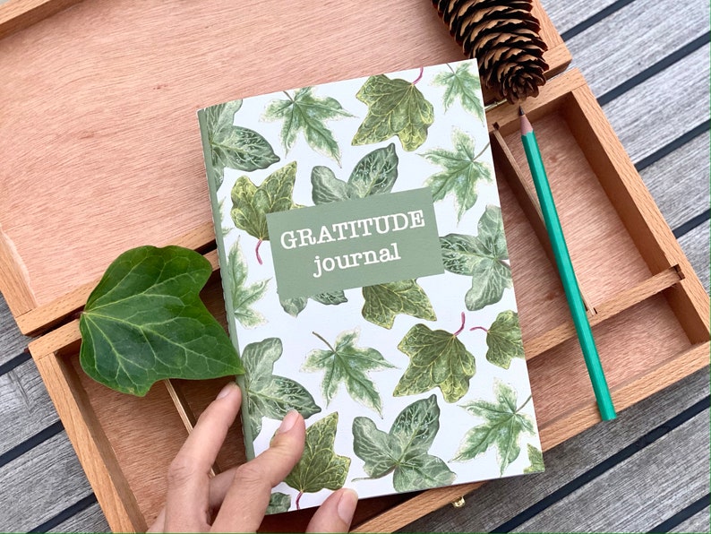GRATITUDE JOURNAL botanical journal self care journal wellbeing recycled paper journal handmade journal sustainable stationery image 2