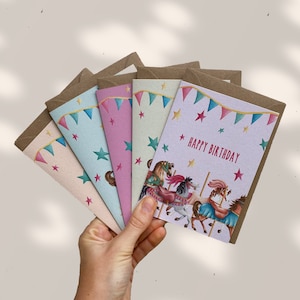 GREETING CARDS HORSE carousel. Handmade, 100% eco-friendly and luxury stationery.