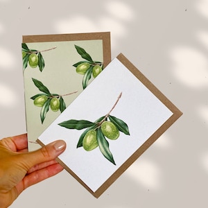 OLIVE グリーティング カード。手作り、100% 環境に優しい高級文房具。