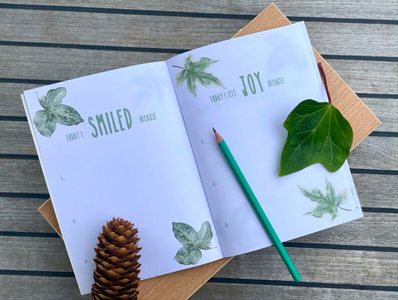 GRATITUDE JOURNAL botanical journal self care journal wellbeing recycled paper journal handmade journal sustainable stationery image 5