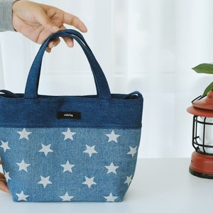 Upcycled Denim Tote Bag, Reusable Shopping Tote Made from Denim Jeans