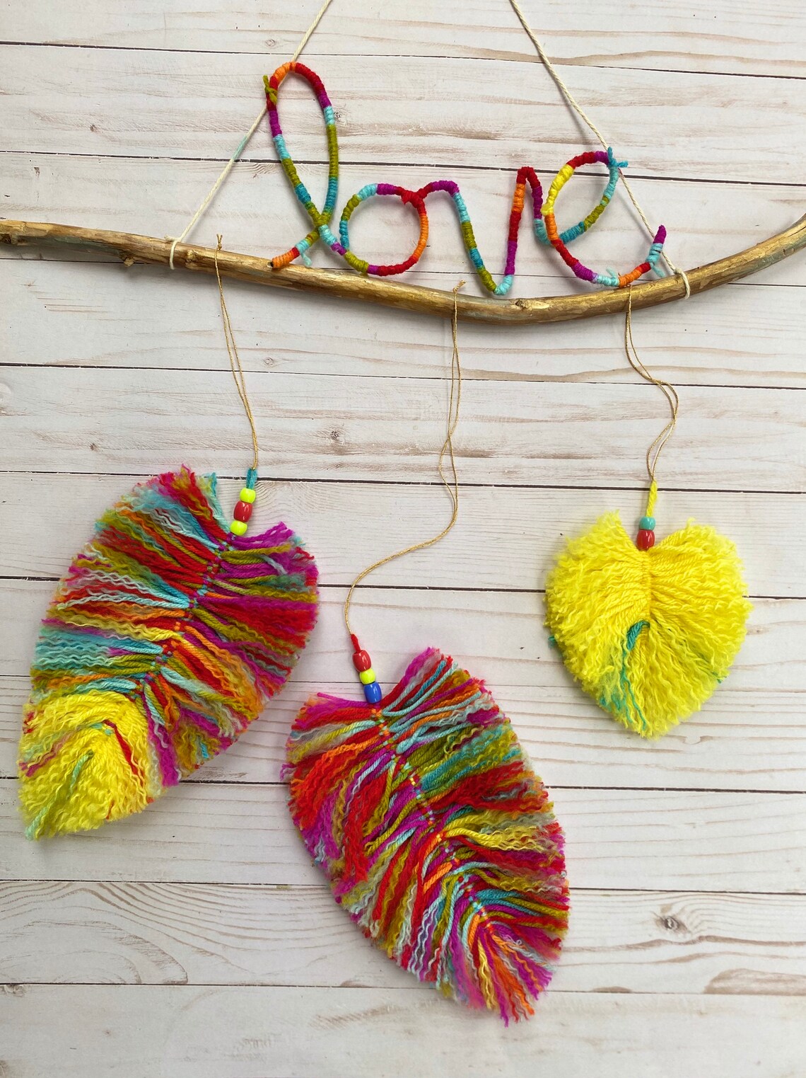 Yarn Feather Wall Hanger made with Love Etsy