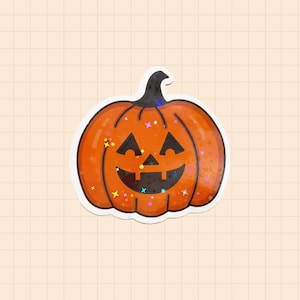 Halloween Kürbis Glitter Aufkleber | Süßer Halloween Sparkle Aufkleber | Herbst Jack O Lantern Aufkleber