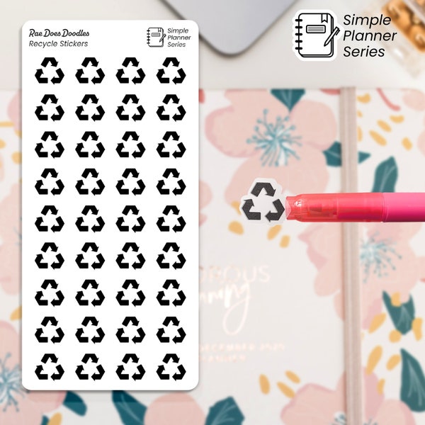 Recycle Planner Stickers | Clear Recycle Icon Journal Labels