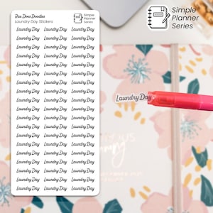 Laundry Day Planner Stickers | Clear Laundry Day Text Journal Labels