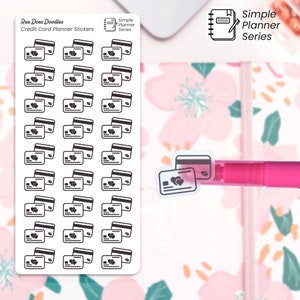 Clear Mini Credit Card Planner Stickers | Credit Card Icon Stickers | Bills Due Planner Stickers